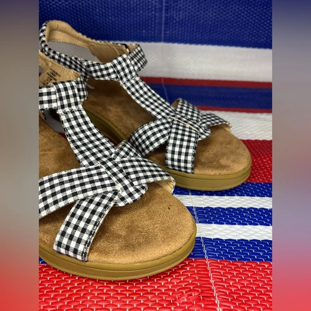 NEW Lands' End Women's Comfort Adjustable Gingham Sandals - Megan Gingham Style
